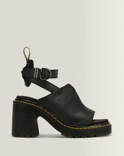 Millee Leather Open Toe Sandals — Black