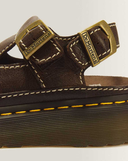 Dunnet Flower Full Grain Leather Sandals — Brown