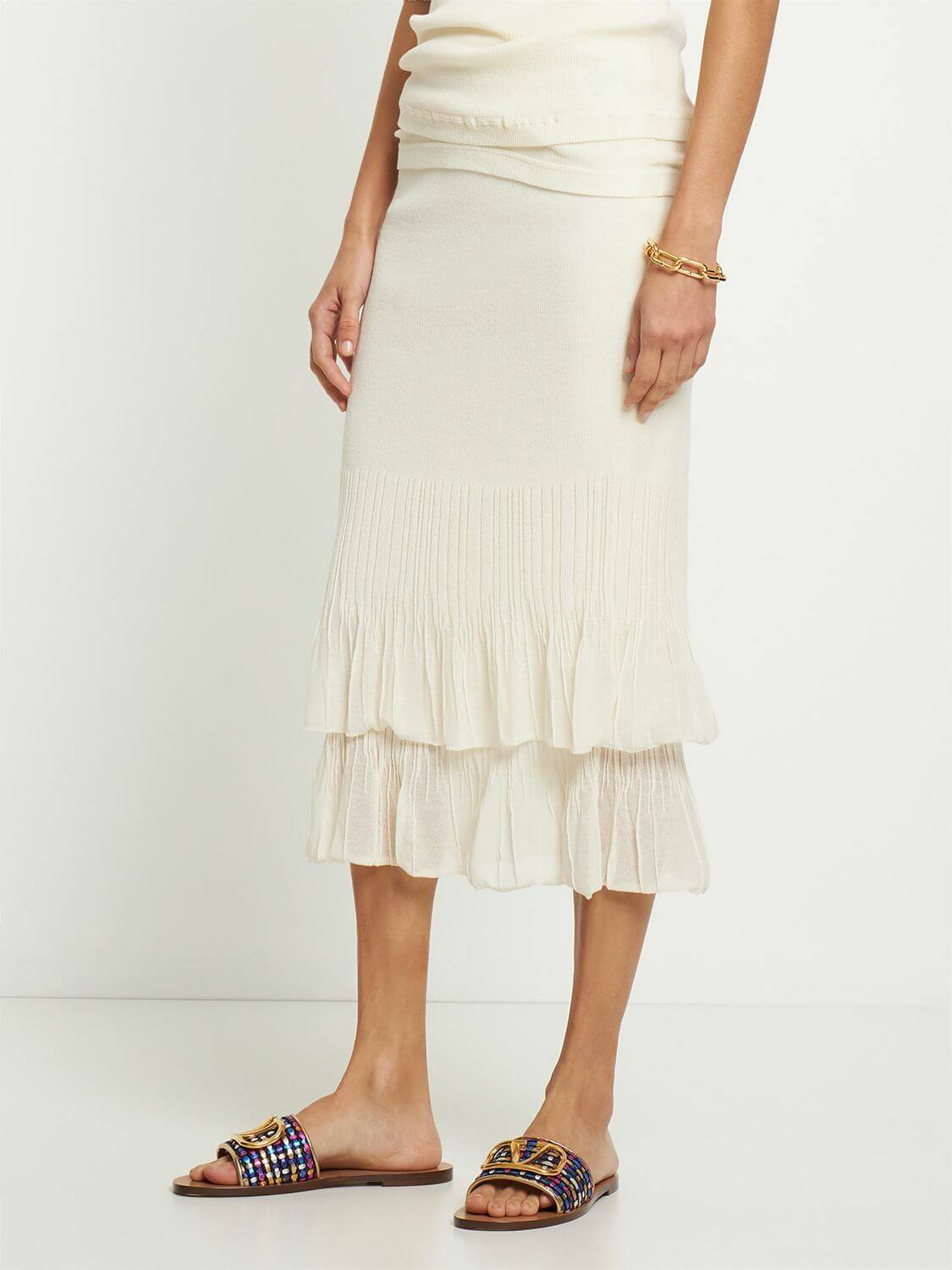 VALENTINO GARAVANI - 5mm Vlogo Cotton Flat Sandals