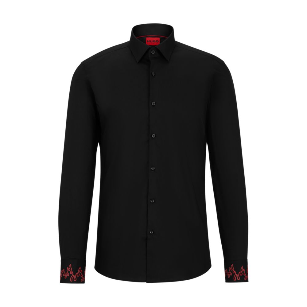 Hugo Boss Hugo slim-fit shirt in stretch cotton with embroidered cuffs - Size: US 15 Shirts | Shop From The Mirage