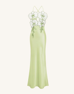 Orchid Embroidered Dress - Light Green/Ivory