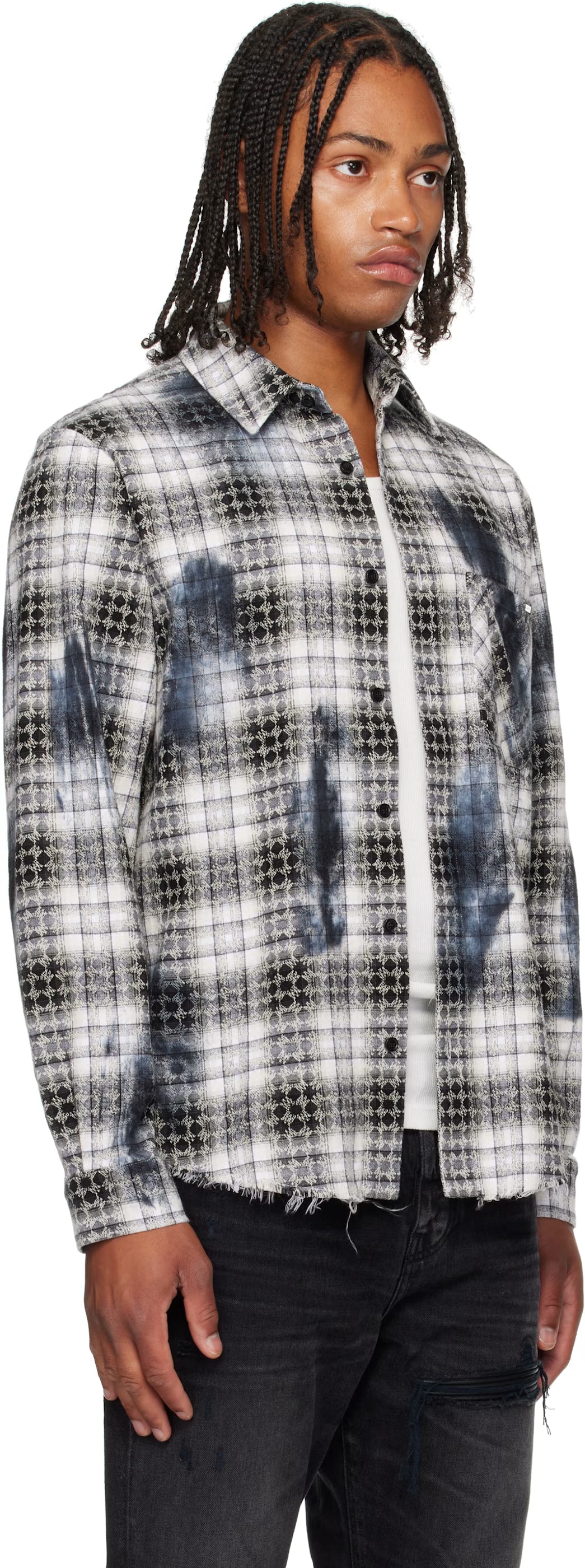 Black & White MA Quad Bleach Flannel Shirt