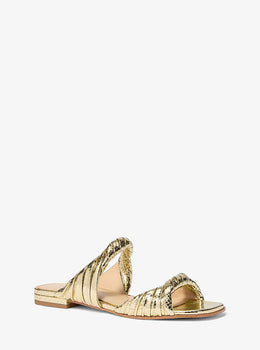 Kiana Metallic Snake Embossed Leather Sandal