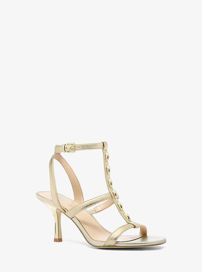 Nara Studded Metallic Leather Sandal
