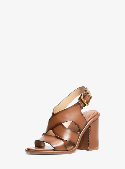 Raven Burnished Leather Block Heel Sandal