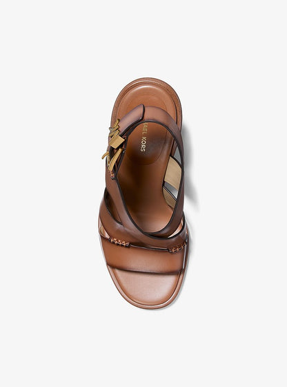 Raven Burnished Leather Block Heel Sandal