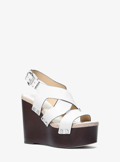 Raven Studded Leather Wedge Sandal