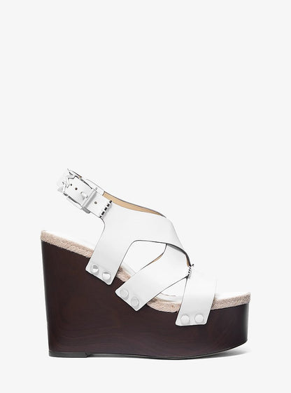 Raven Studded Leather Wedge Sandal