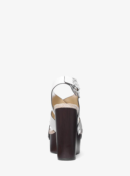 Raven Studded Leather Wedge Sandal