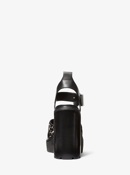 Colby Leopard Print Calf Hair Lug Platform Sandal
