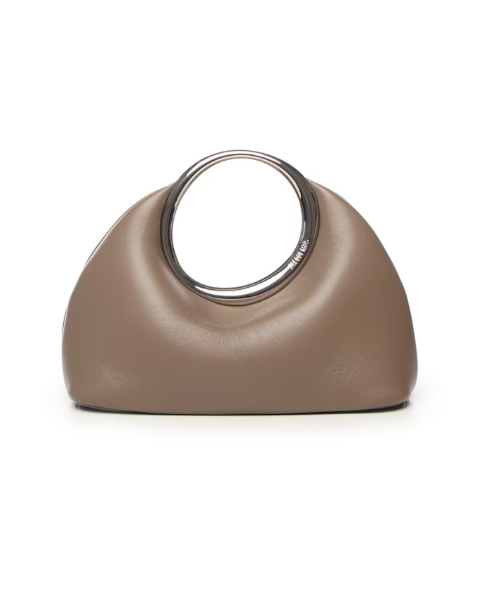 Beige Leather Chain Shoulder Bag