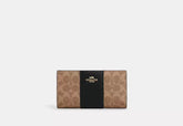 Coach Slim Zip Wallet In Signature Canvas With Stripe - Wallets | Shop From The Mirage