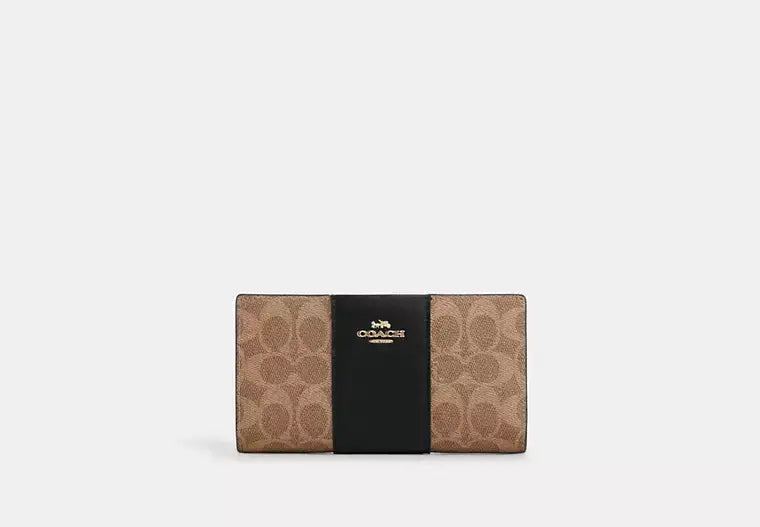 Coach Slim Zip Wallet In Signature Canvas With Stripe - Wallets | Shop From The Mirage