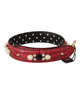 Elegant Red Python Leather Shoulder Strap