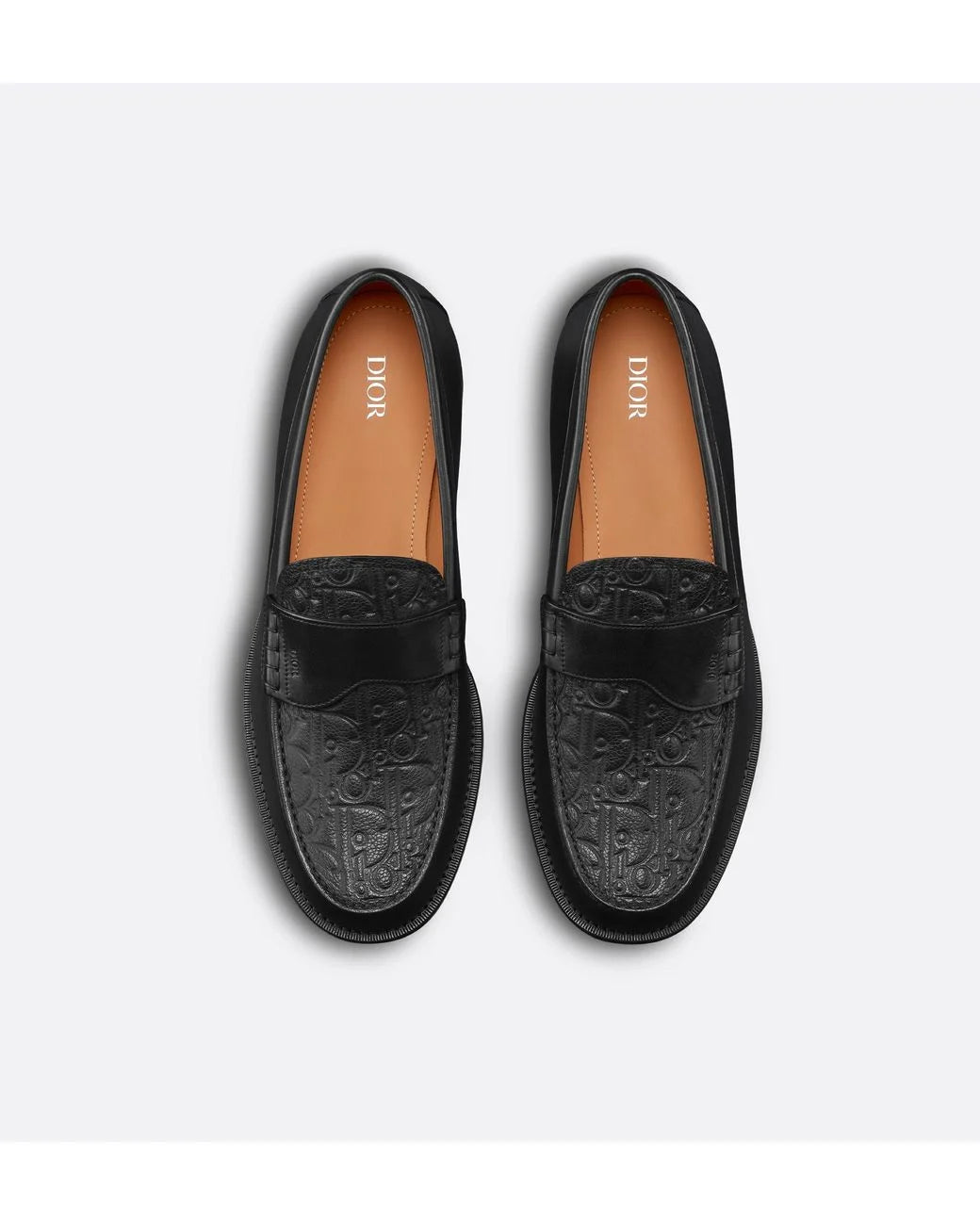 Dior Men's Black Homme Logo Embossed Loafers
