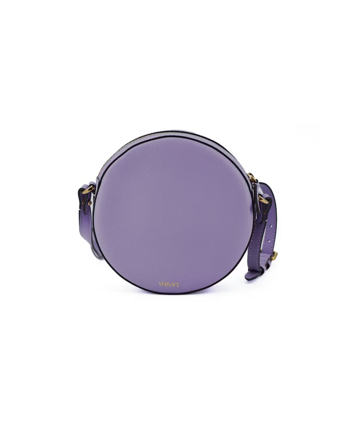 Purple Calf Leather Round Disco Shoulder Bag