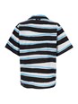 Msgm Blue Shirt with All-Over Asymmetric Striped Motif in Cotton Man
