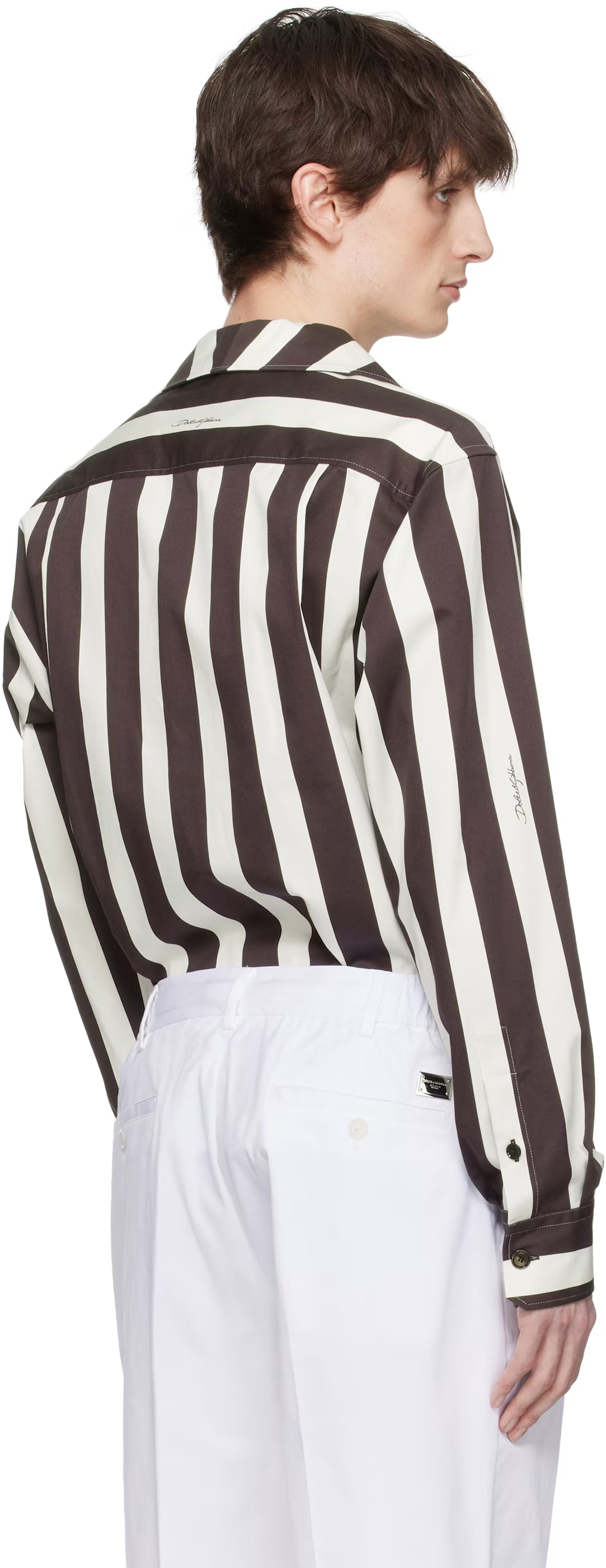Dolce&Gabbana Brown & White Three-Button Long-Sleeved Shirt
