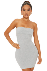Gracie Strapless Cotton Mini Dress - Heather Grey