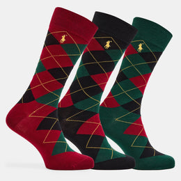 3 Pack Argyle Crew Socks