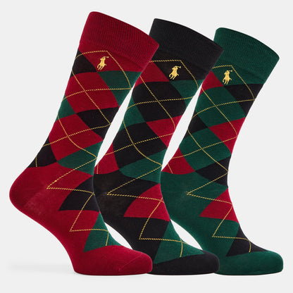 3 Pack Argyle Crew Socks