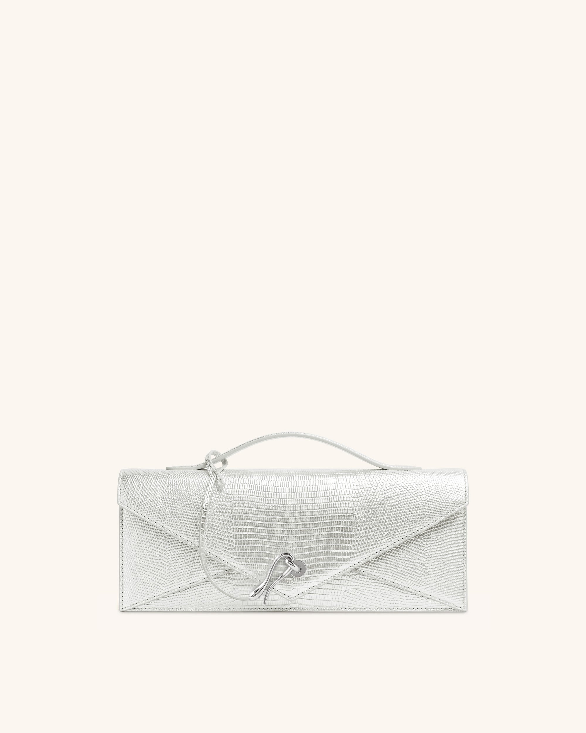 Celeste Envelope Top Handle Bag - Olive Green Lizard Texture