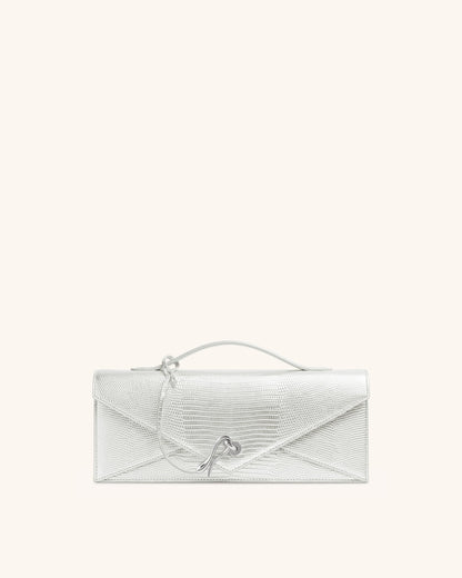 Celeste Envelope Top Handle Bag - Olive Green Lizard Texture