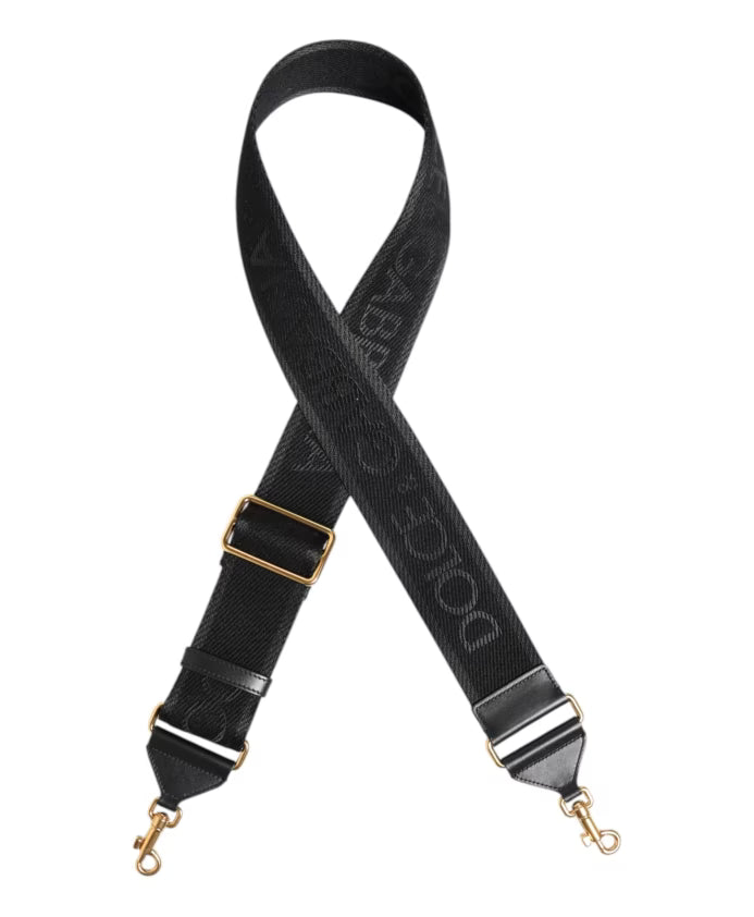 Black Solid Viscose Bag Shoulder Strap