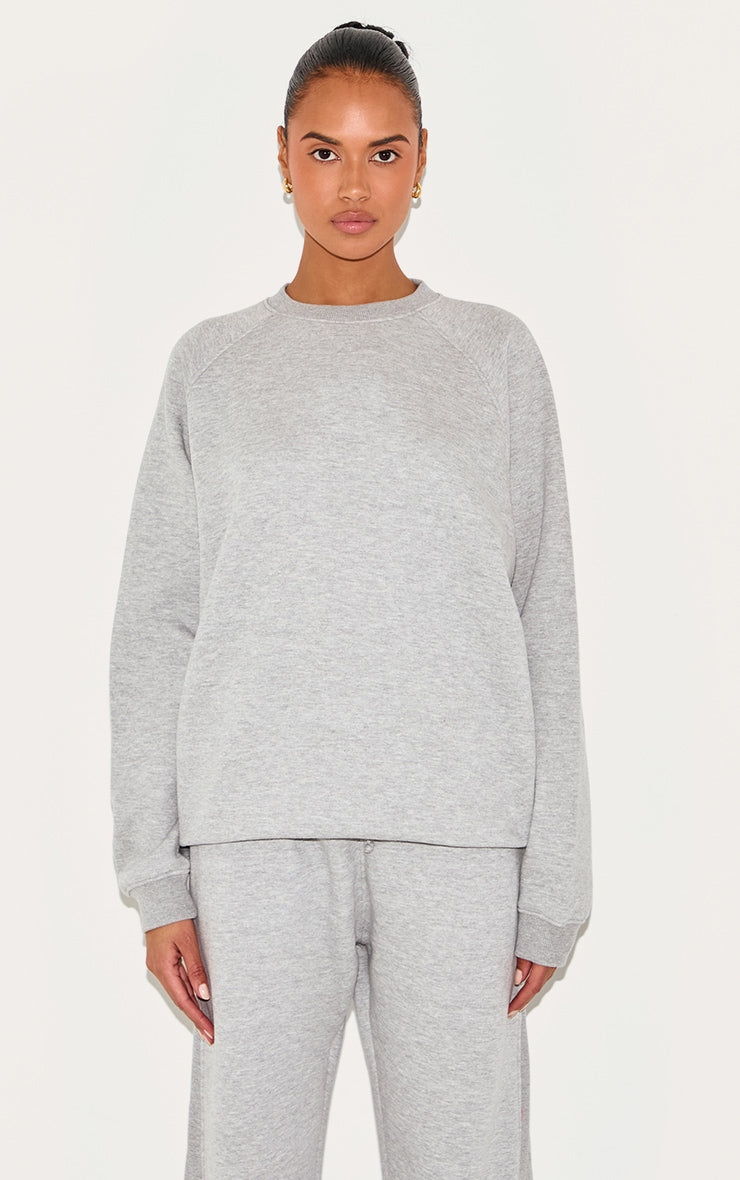 Ash Grey Panelled Rib Detail Oversized Sweatshirt