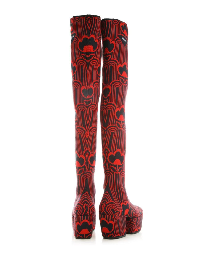 Prada Embroidered Boots with Side Logo Detail