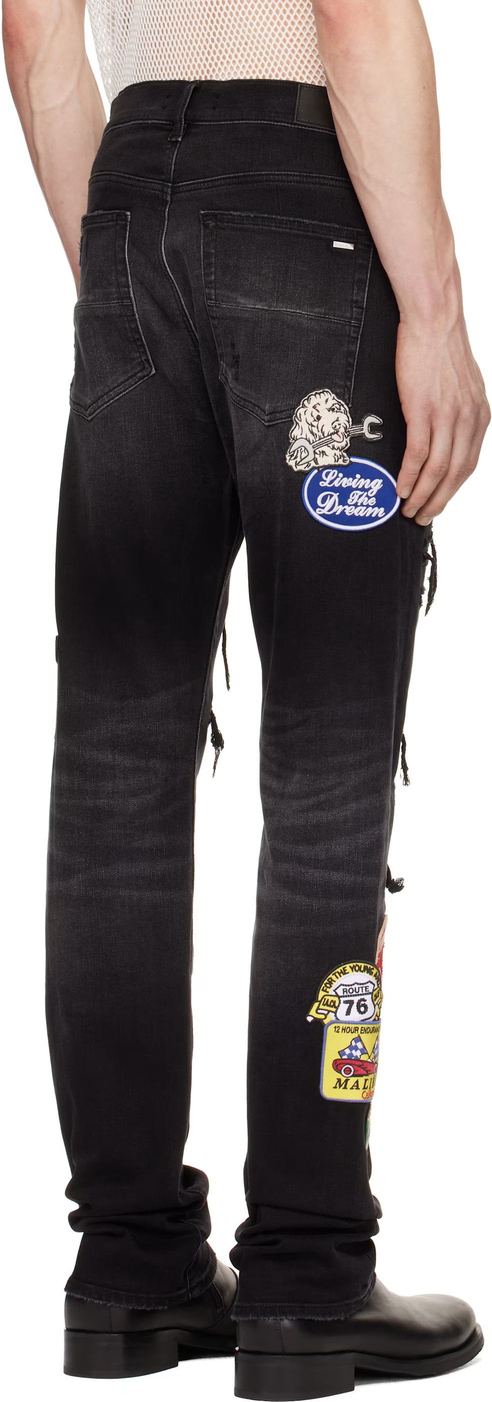 Black Station Patch Repair Slim Jeans