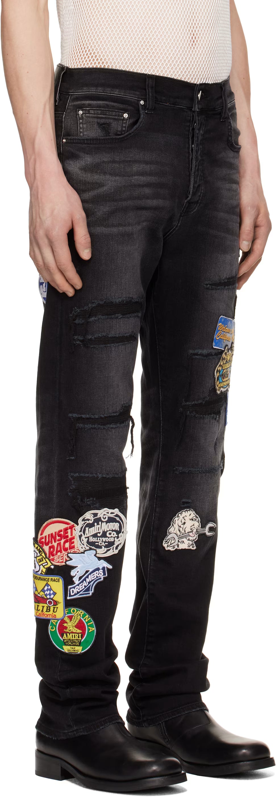 Black Station Patch Repair Slim Jeans
