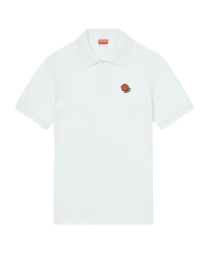 Kenzo Embroidered White Cotton Polo Shirt