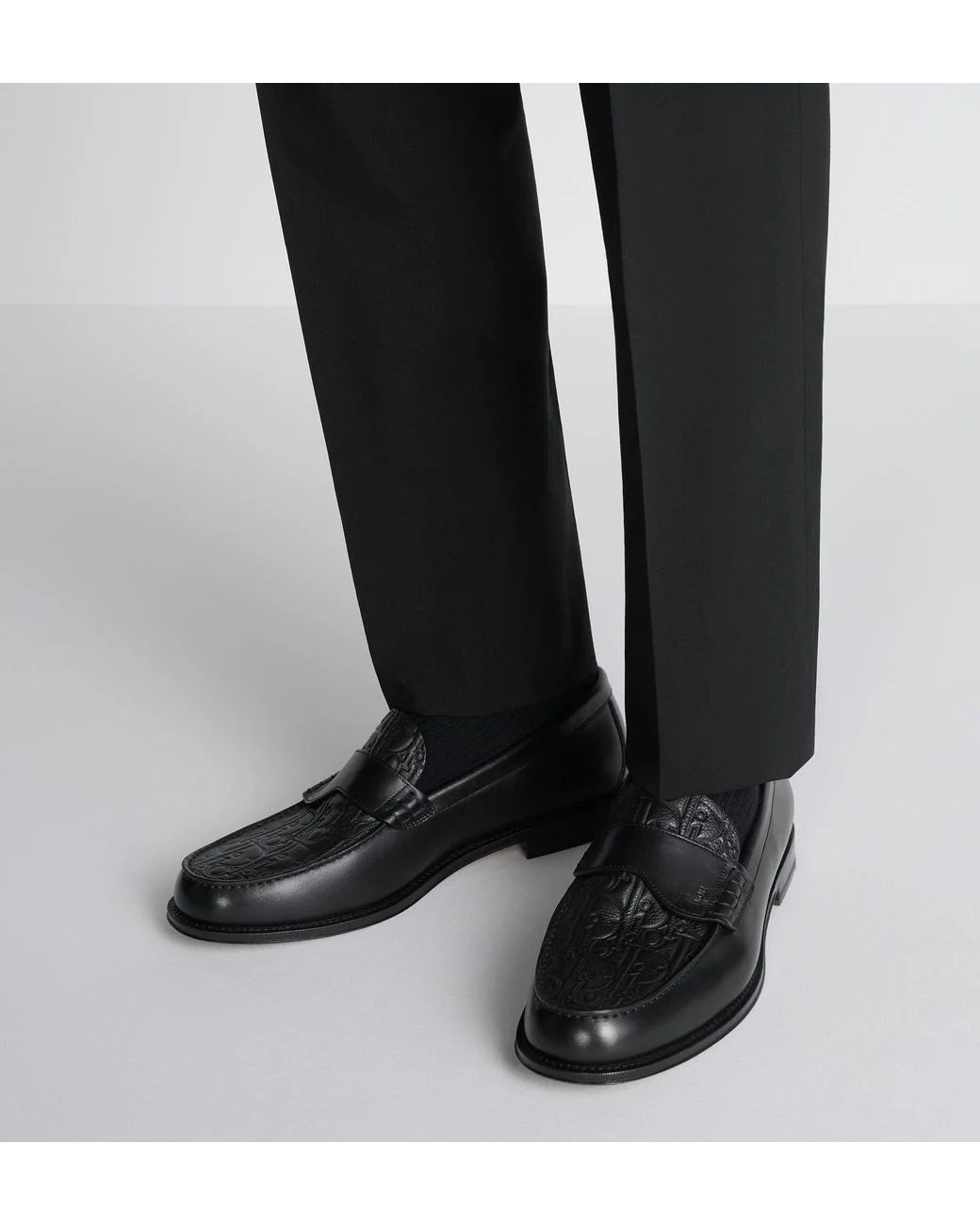 Dior Men's Black Homme Logo Embossed Loafers