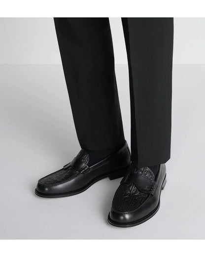 Dior Men's Black Homme Logo Embossed Loafers