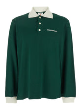 Casablanca Green Polo Shirt with Classic Collar and Logo Lettering on the Front in Cotton Blend Stretch Man