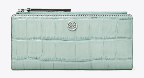 Tory Burch ROBINSON CROC-EMBOSSED ZIP SLIM WALLET - Wallets | Shop From The Mirage