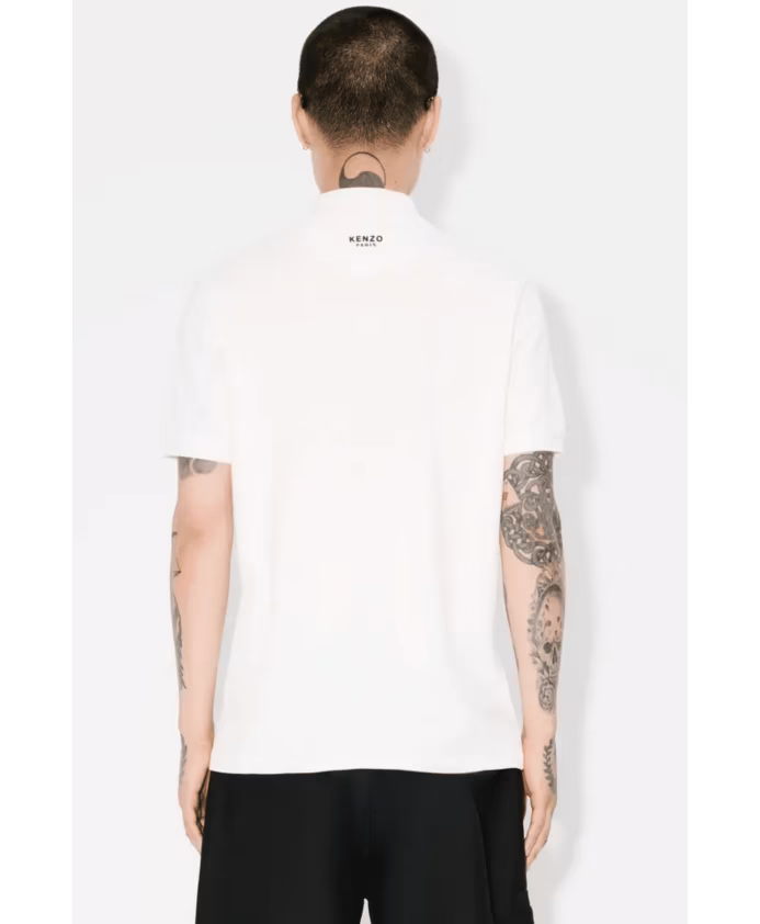 Kenzo Embroidered White Cotton Polo Shirt