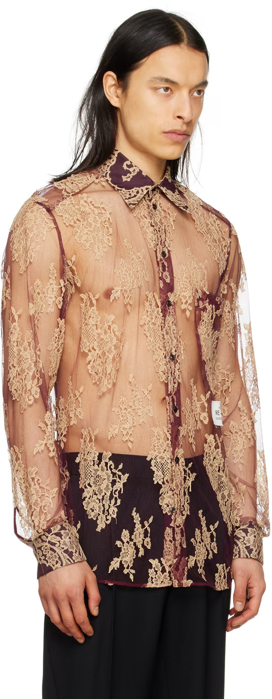 Dolce&Gabbana Burgundy Floral Shirt