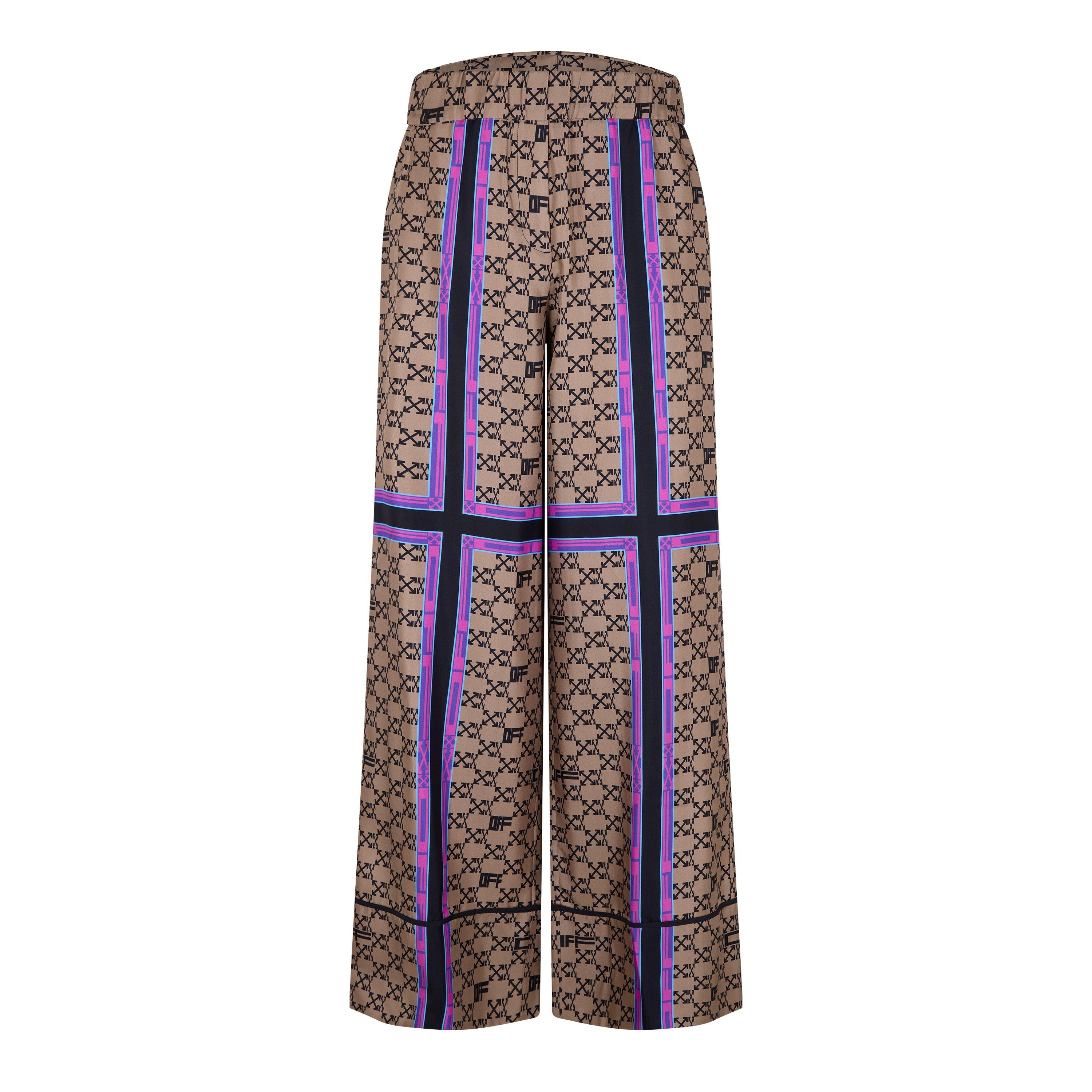 Monogram Silk Wide Leg Pyjama Trousers