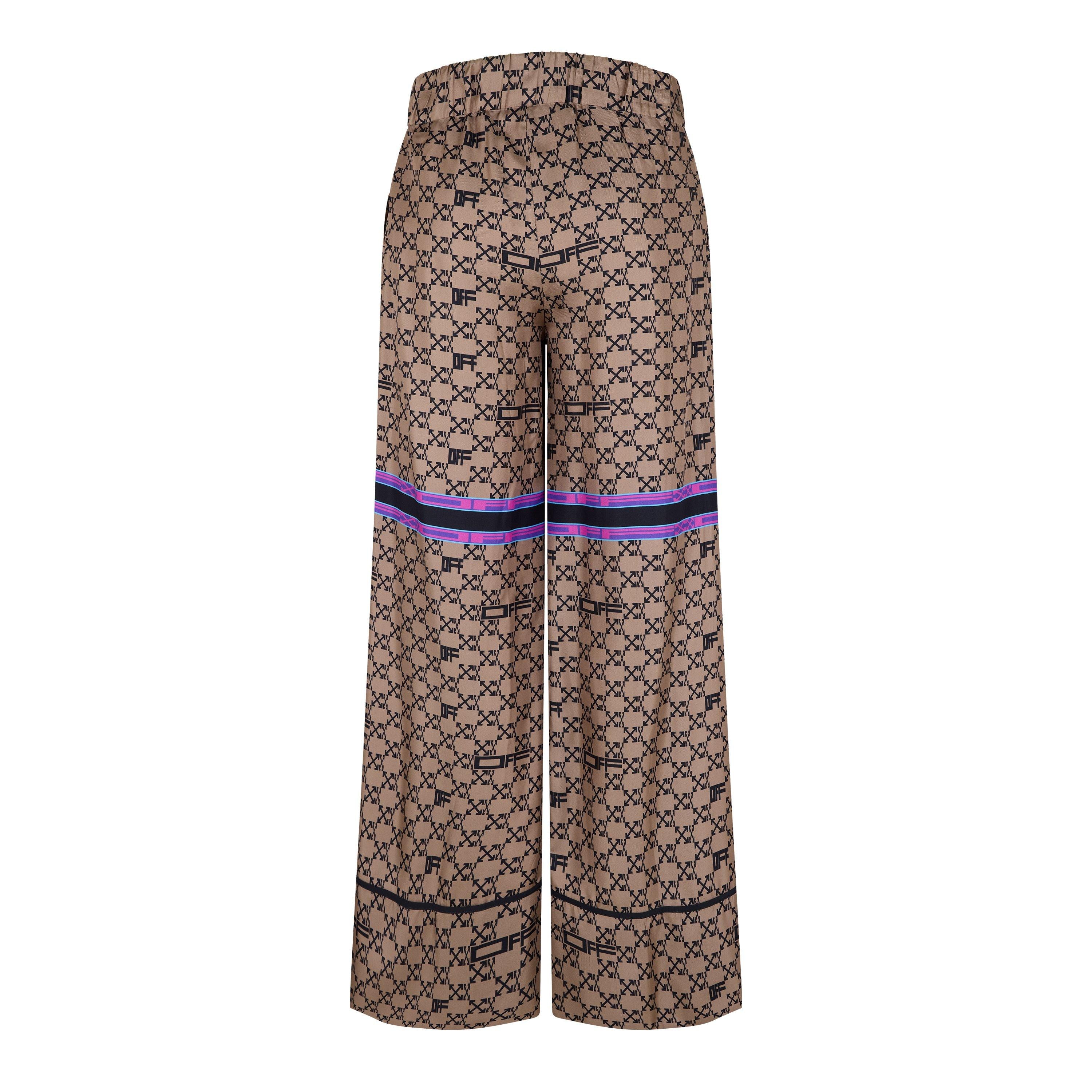 Monogram Silk Wide Leg Pyjama Trousers