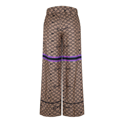 Monogram Silk Wide Leg Pyjama Trousers