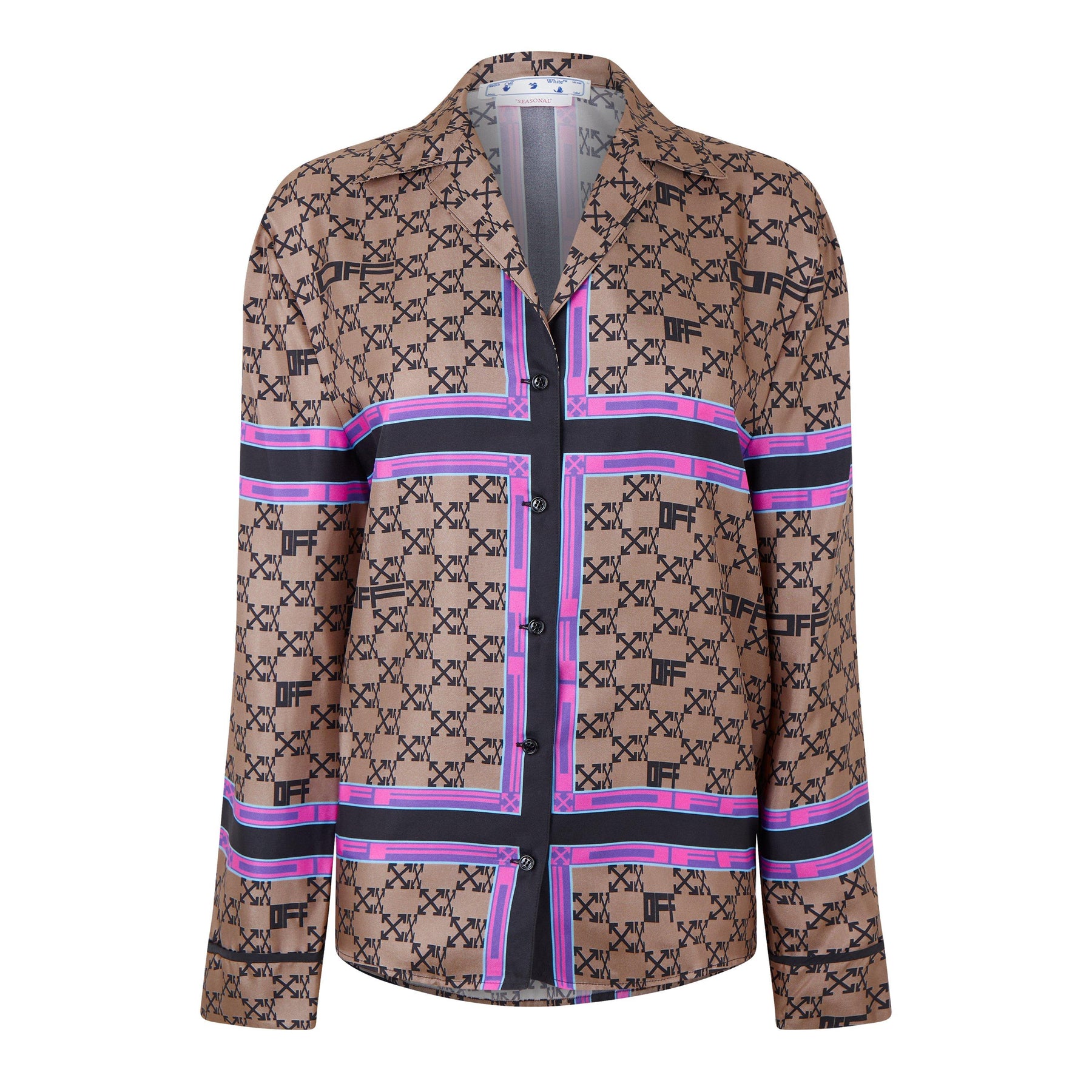 Women's  Mono Pyjama Shirt, Monogram Silk Pyjama Shirt