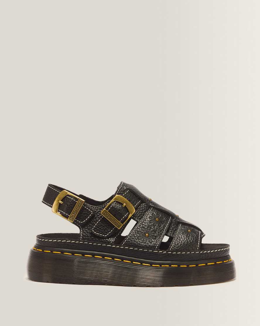 Wrenlie Open Toe Nappa Leather Fisherman Platform Sandals — BLACK MILLED NAPPA