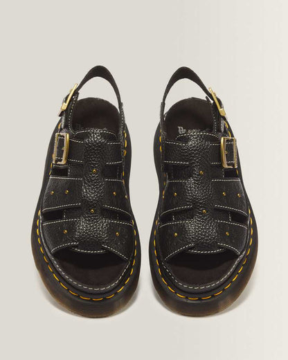 Wrenlie Open Toe Nappa Leather Fisherman Platform Sandals — BLACK MILLED NAPPA