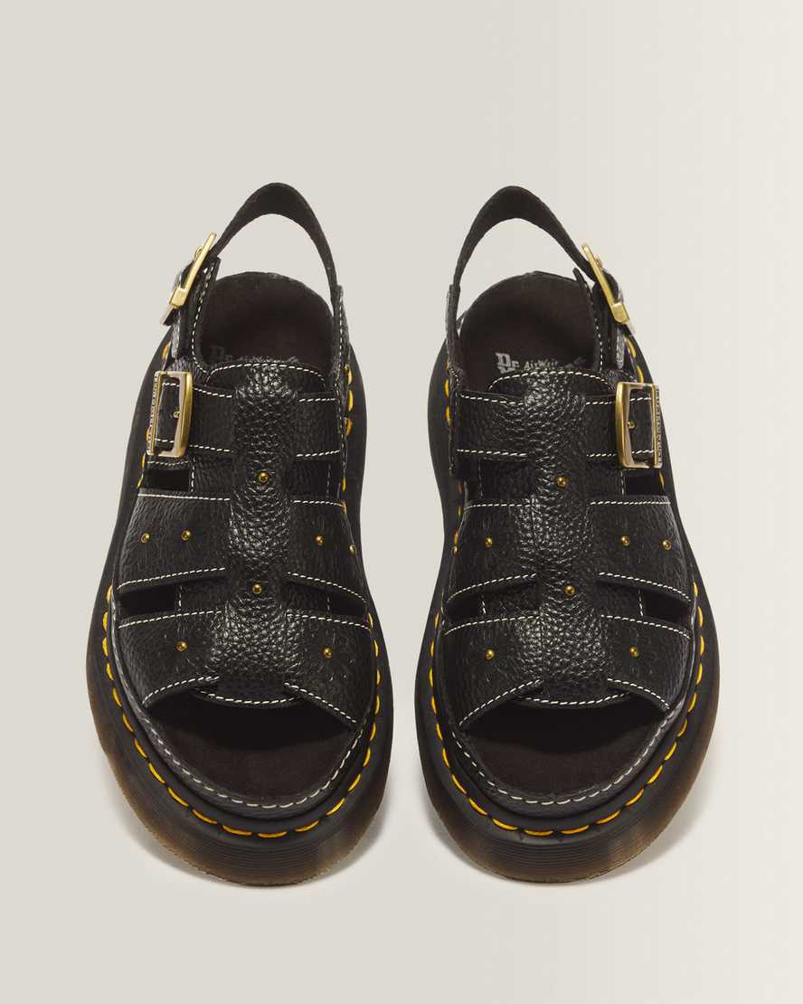 Wrenlie Open Toe Nappa Leather Fisherman Platform Sandals — BLACK MILLED NAPPA
