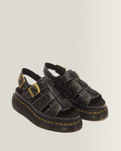 Wrenlie Open Toe Nappa Leather Fisherman Platform Sandals — BLACK MILLED NAPPA
