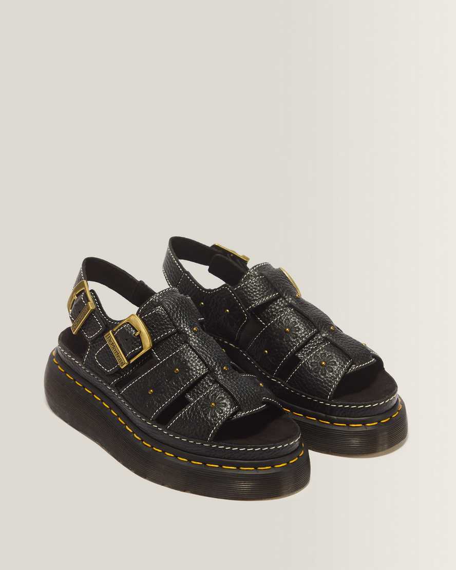 Wrenlie Open Toe Nappa Leather Fisherman Platform Sandals — BLACK MILLED NAPPA