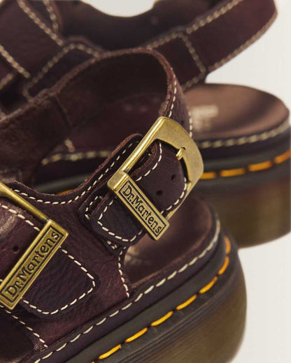 Wrenlie Open Toe Grizzly Leather Fisherman Platform Sandals — Dark Brown