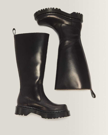 Rejena Hi Old Harness Leather Boots — Black
